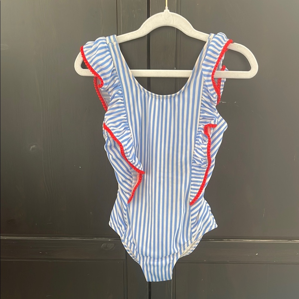 Cat & Jack Blue and White Striped Kids Swim One Piece